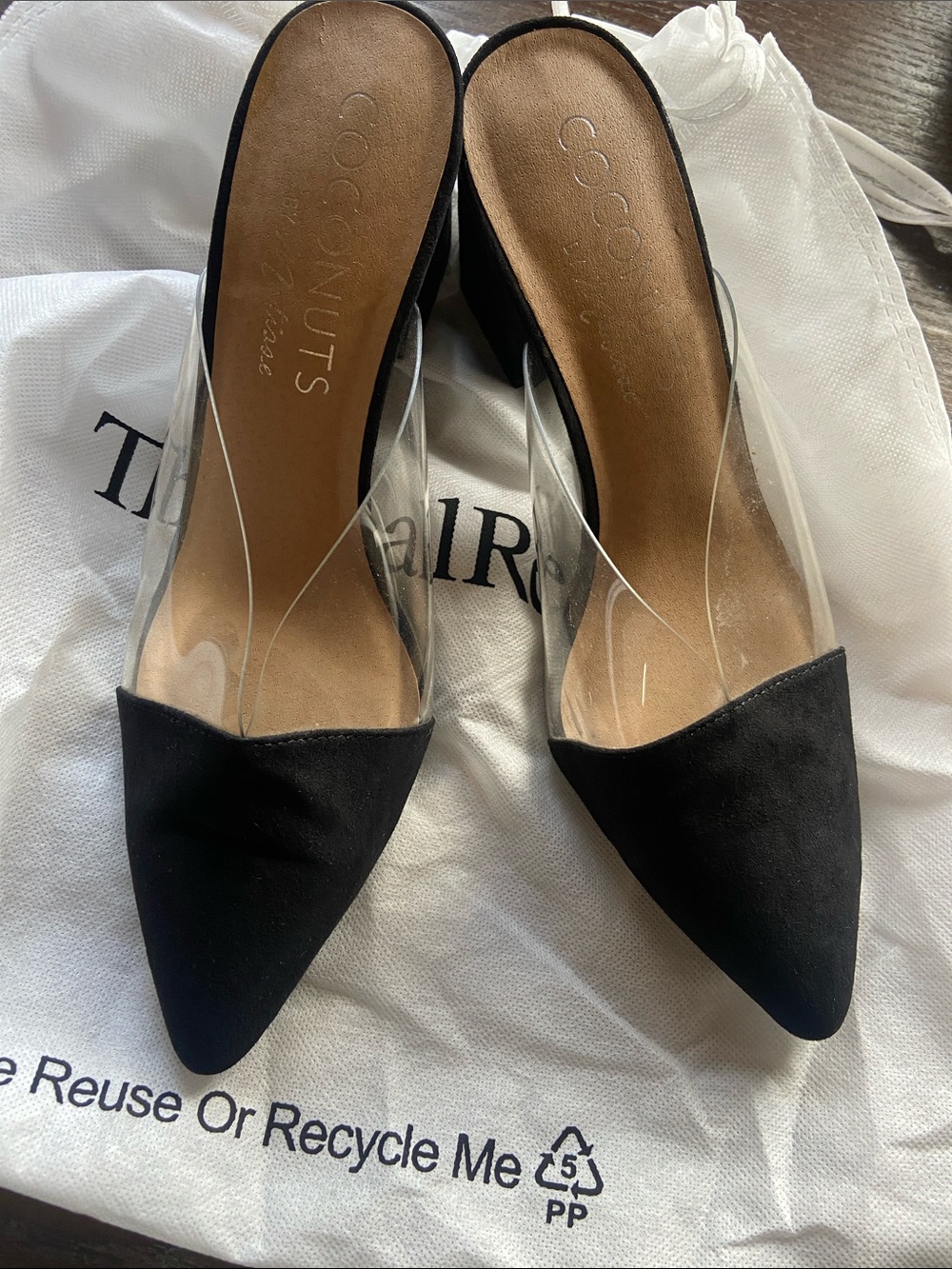 Coconuts by Matisse Black Pointed Clear-Panel Shauna Mules 9